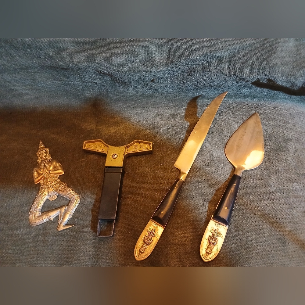 Decorative Knife and Spatula Brass Set with Openers